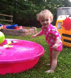 She was very happy to find a baby pool in the yard this morning. 